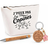 Coffret Cadeau J’peux pas j’ai Copines – Trousse, stylo bambou et porte-clés
