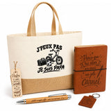 Coffret Cadeau J’peux pas je suis Papa – Sac jute, carnet, stylo, porte-clés et marque-page
