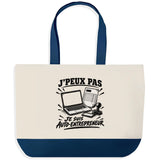 Grand Sac Cabas Fond Bleu J’peux pas je suis Auto-entrepreneur