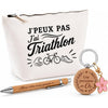 Coffret Cadeau J’peux pas j’ai Triathlon – Trousse, stylo bambou et porte-clés