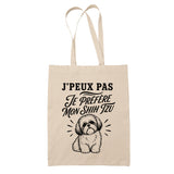 Tote Bag Beige J’peux pas je préfère mon Shih Tzu