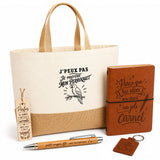 Coffret Cadeau J’peux pas je préfère mon Perroquet – Sac jute, carnet, stylo, porte-clés et marque-page