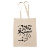 Tote Bag Beige J’peux pas je préfère ma Gerbille