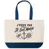 Grand Sac Cabas Fond Bleu J’peux pas je suis Marin