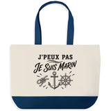 Grand Sac Cabas Fond Bleu J’peux pas je suis Marin