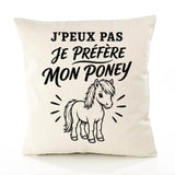 Housse de Coussin J’peux pas je préfère mon Poney