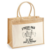 Sac Cabas Jute avec Poche J’peux pas je suis Prof de musique