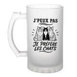 Verre à Bière J’peux pas je préfère les Chats