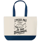 Grand Sac Cabas Fond Bleu J’peux pas je suis Boulanger