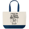 Grand Sac Cabas Fond Bleu J’peux pas je préfère mon Teckel