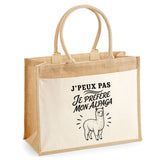 Sac Cabas Jute avec Poche J’peux pas je préfère mon Alpaga