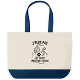 Grand Sac Cabas Fond Bleu J’peux pas je suis Maître-chien