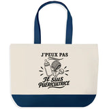 Grand Sac Cabas Fond Bleu J’peux pas je suis Puéricultrice