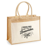 Sac Cabas Jute avec Poche J’peux pas je suis Brancardier