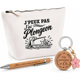 Coffret Cadeau J’peux pas j’ai Plongeon – Trousse, stylo bambou et porte-clés