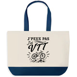 Grand Sac Cabas Fond Bleu J’peux pas j’ai VTT
