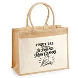 Sac Cabas Jute avec Poche J’peux pas je préfère mon Canari