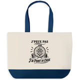 Grand Sac Cabas Fond Bleu J’peux pas j’ai Point de croix