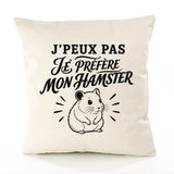 Housse de Coussin J’peux pas je préfère mon Hamster