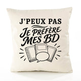 Housse de Coussin J’peux pas je préfère mes BD