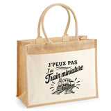 Sac Cabas Jute avec Poche J’peux pas j’ai Train miniature – modélisme ferroviaire (train)