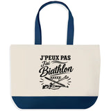 Grand Sac Cabas Fond Bleu J’peux pas j’ai Biathlon