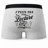Boxer Homme J’peux pas j’ai Lecture – Impression au dos