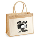 Sac Cabas Jute avec Poche J’peux pas je suis Commercial