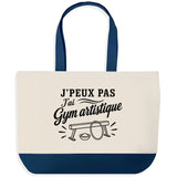 Grand Sac Cabas Fond Bleu J’peux pas j’ai Gym artistique