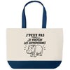 Grand Sac Cabas Fond Bleu J’peux pas je préfère les Hippopotames