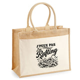 Sac Cabas Jute avec Poche J’peux pas j’ai Rafting