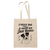 Tote Bag Beige J’peux pas je préfère mon Jack Russell
