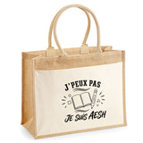 Sac Cabas Jute avec Poche J’peux pas je suis AESH