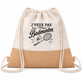 Sac à Dos Toile et Jute J’peux pas j’ai Badminton