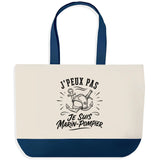 Grand Sac Cabas Fond Bleu J’peux pas je suis Marin-pompier