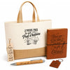 Coffret Cadeau J’peux pas je suis Prof d’histoire – Sac jute, carnet, stylo, porte-clés et marque-page