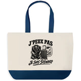 Grand Sac Cabas Fond Bleu J’peux pas je suis Steward