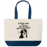 Grand Sac Cabas Fond Bleu J’peux pas je préfère mon Bouvier Bernois