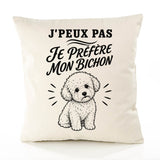 Housse de Coussin J’peux pas je préfère mon Bichon