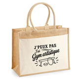 Sac Cabas Jute avec Poche J’peux pas j’ai Gym artistique