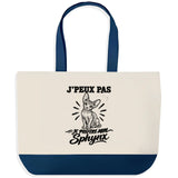 Grand Sac Cabas Fond Bleu J’peux pas je préfère mon Sphynx