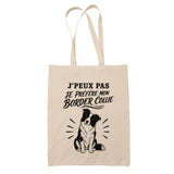 Tote Bag Beige J’peux pas je préfère mon Border Collie