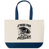 Grand Sac Cabas Fond Bleu J’peux pas je suis Hôtelier