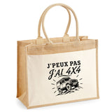 Sac Cabas Jute avec Poche J’peux pas j’ai 4x4