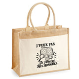 Sac Cabas Jute avec Poche J’peux pas je préfère mes Monnaies