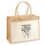 Sac Cabas Jute avec Poche J’peux pas je préfère mon Lévrier