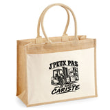 Sac Cabas Jute avec Poche J’peux pas je suis Cariste