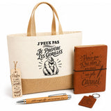 Coffret Cadeau J’peux pas je préfère les Gorilles – Sac jute, carnet, stylo, porte-clés et marque-page