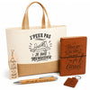 Coffret Cadeau J’peux pas je suis Menuisier – Sac jute, carnet, stylo, porte-clés et marque-page