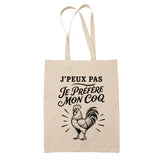 Tote Bag Beige J’peux pas je préfère mon Coq